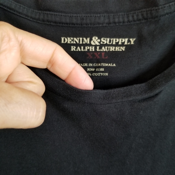 Denim & Supply T-Shirt Ralph Lauren XXL 2XL Pocket Casual Designer Flag Black - Picture 11 of 11